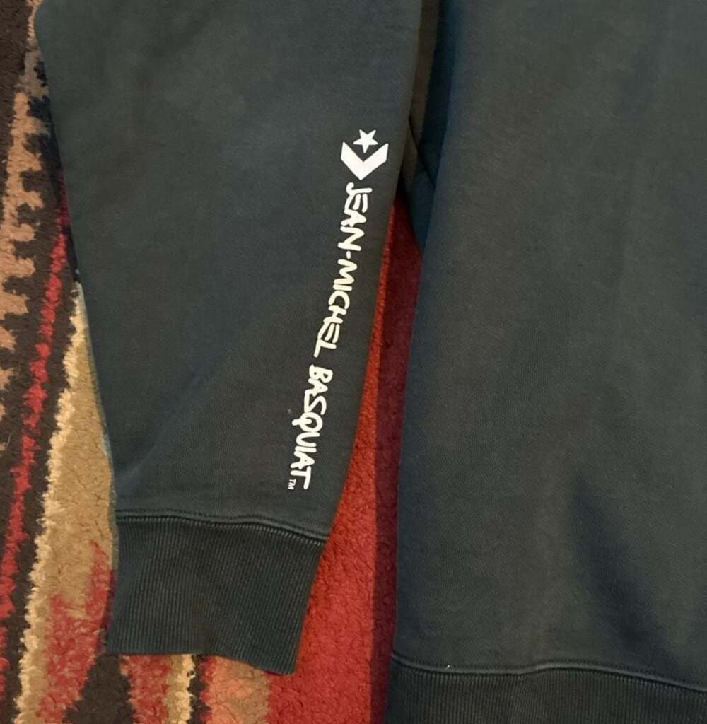 Converse x Jean-Michel Basquiat World Famous Fleece Crew Sweatshirt Black Size L - Picture 3 of 7